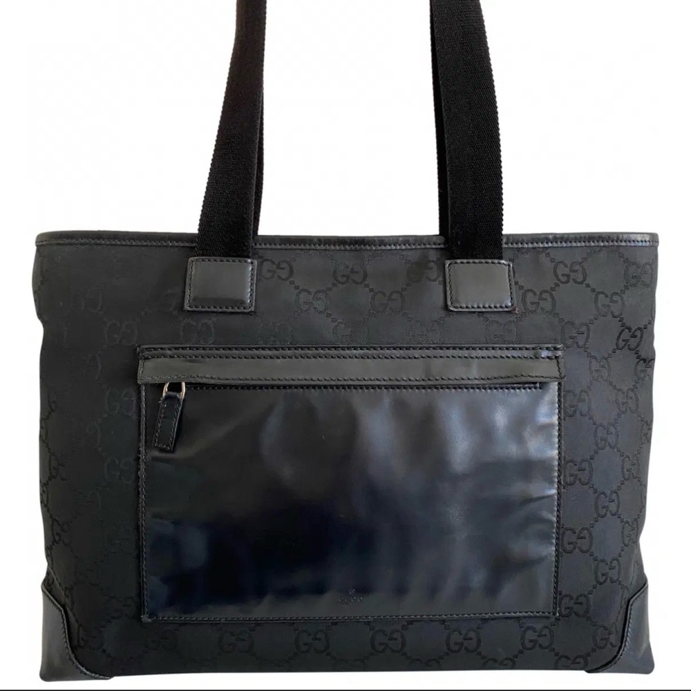 Gucci Black GG Canvas & Leather Tote